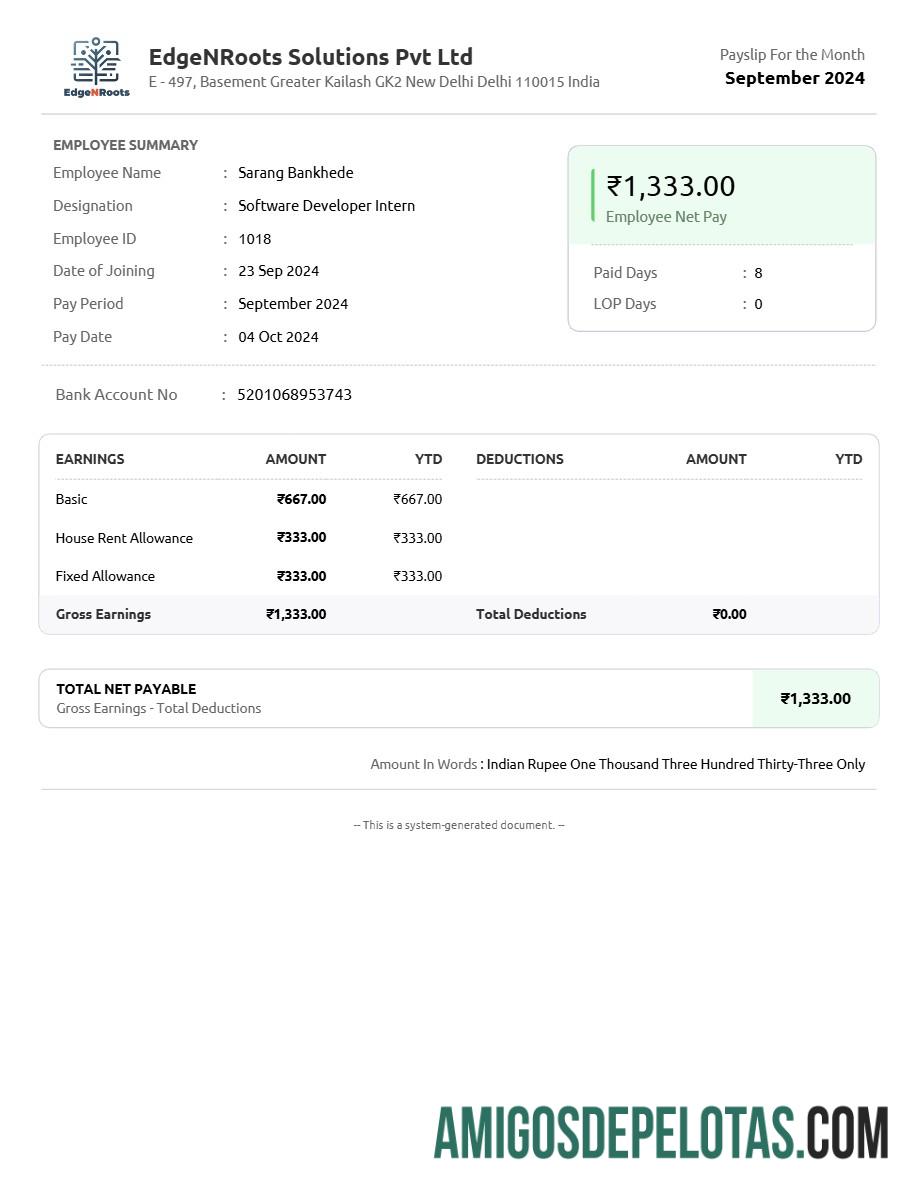 Realista Modelo de recibo de pagamento da EdgeNRoots Solutions em formatos Word e PDF.pdf, 1